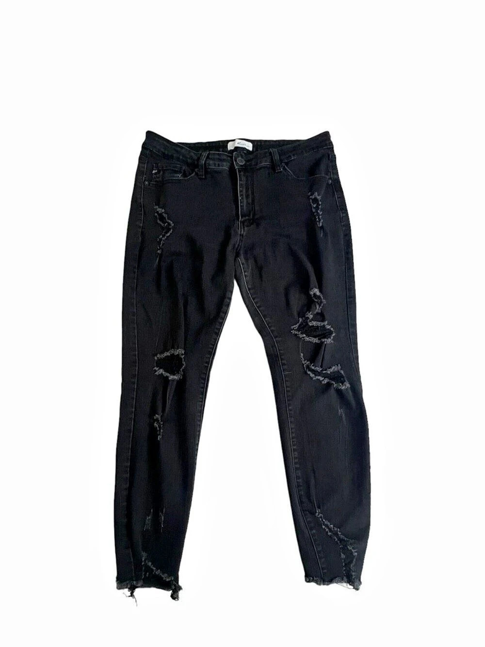 KanCan Distressed Skinny Jeans in Black Womens 15/31